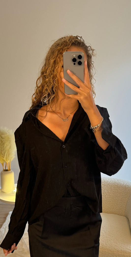 Chemise pailletée noire